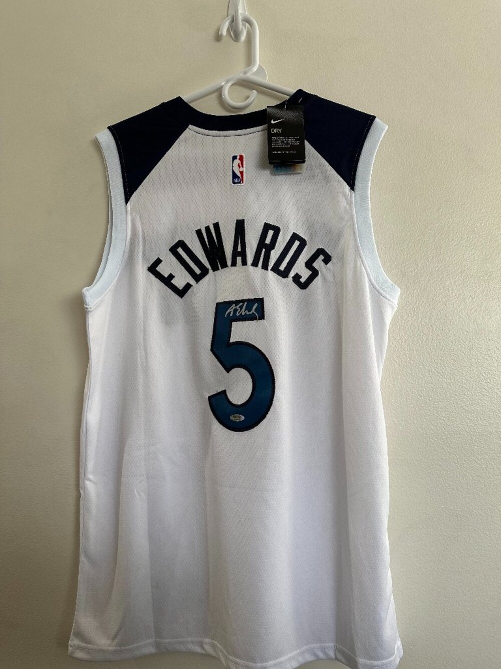 ANTHONY EDWARDS SIGNED MINN TIMBERWOLVES AUTOGRAPHED NIKE JERSEY W/COA - XL 5-1